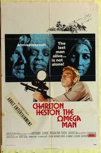 d807 OMEGA MAN one-sheet movie poster '71 Charlton Heston, zombies!