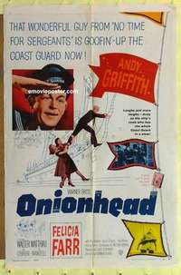 d787 ONIONHEAD one-sheet movie poster '58 Andy Griffith, Felicia Farr