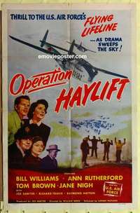 d784 OPERATION HAYLIFT one-sheet movie poster '50 Bill Williams, Air Force!