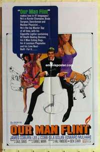 d776 OUR MAN FLINT one-sheet movie poster '66 James Coburn, Bob Peak art!