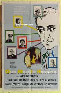 d775 OUR MAN IN HAVANA one-sheet movie poster '60 Alec Guinness, Ives