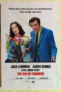 d768 OUT-OF-TOWNERS one-sheet movie poster '70 Jack Lemmon, Dennis