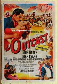 d771 OUTCAST one-sheet movie poster '54 John Derek, Joan Evans