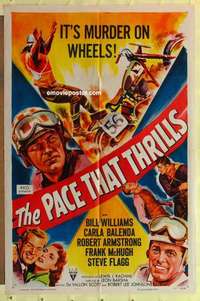 d763 PACE THAT THRILLS one-sheet movie poster '52 motorcycle racing!