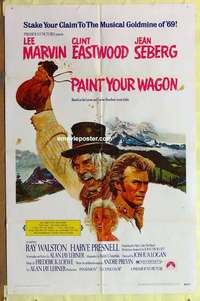d761 PAINT YOUR WAGON one-sheet movie poster '69 Clint Eastwood, Marvin