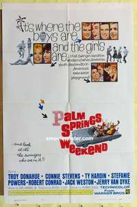 d758 PALM SPRINGS WEEKEND one-sheet movie poster '63 Donahue, teen swingers!