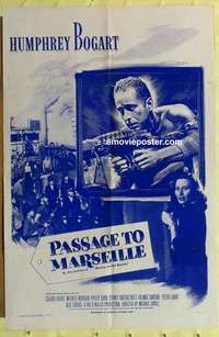 d744 PASSAGE TO MARSEILLE one-sheet movie poster R56 Humphrey Bogart