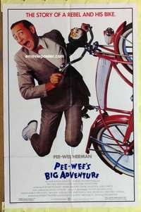 d733 PEE-WEE'S BIG ADVENTURE one-sheet movie poster '85 Tim Burton, Reubens