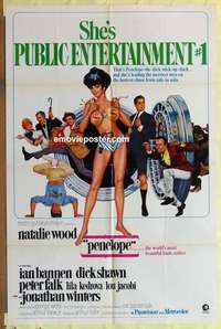 d730 PENELOPE one-sheet movie poster '66 sexy Natalie Wood artwork!