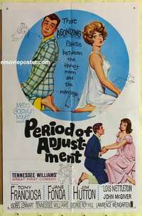 d724 PERIOD OF ADJUSTMENT one-sheet movie poster '62 Jane Fonda, Franciosa