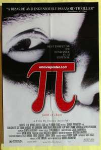 d715 PI DS one-sheet movie poster '98 Darren Aronofsky sci-fi thriller!!