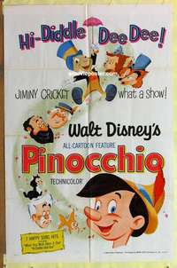 d706 PINOCCHIO one-sheet movie poster R71 Walt Disney classic!