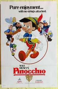 d707 PINOCCHIO one-sheet movie poster R84 Walt Disney classic!