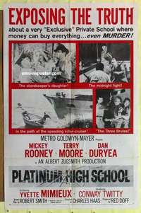 d701 PLATINUM HIGH SCHOOL one-sheet movie poster '60 Terry Moore, Rooney