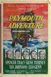 d693 PLYMOUTH ADVENTURE one-sheet movie poster '52 Spencer Tracy, Tierney
