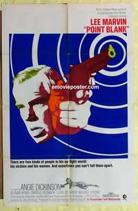 d690 POINT BLANK one-sheet movie poster '67 Lee Marvin pointing gun!