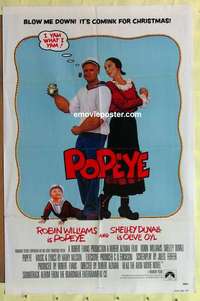 d685 POPEYE teaser one-sheet movie poster '80 Robert Altman, Robin Williams