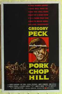 d683 PORK CHOP HILL one-sheet movie poster '59 Gregory Peck, World War II!