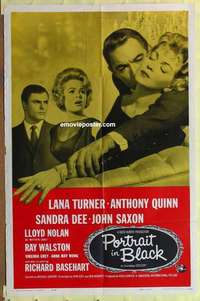 d681 PORTRAIT IN BLACK one-sheet movie poster '60 Lana Turner, Quinn