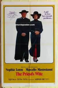 d667 PRIEST'S WIFE one-sheet movie poster '71 Sophia Loren, Mastroianni
