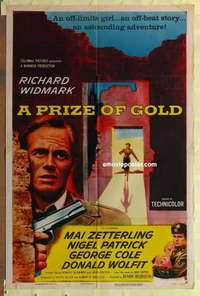 d658 PRIZE OF GOLD one-sheet movie poster '55 Richard Widmark, Zetterling