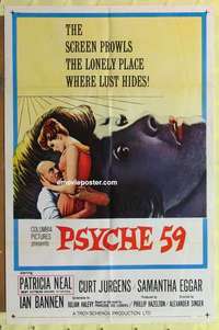 d653 PSYCHE '59 one-sheet movie poster '64 Patricia Neal, Curt Jurgens