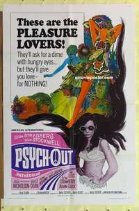 d649 PSYCH-OUT one-sheet movie poster '68 AIP, drugs, wild Susan Strasberg!