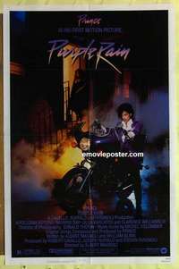 d643 PURPLE RAIN one-sheet movie poster '84 Prince riding motorcycle!