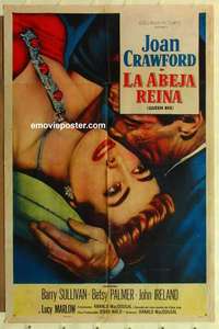 d640 QUEEN BEE Spanish/U.S. one-sheet movie poster '55 Joan Crawford upside-down!