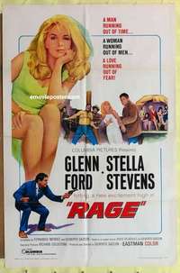 d630 RAGE one-sheet movie poster '66 Glenn Ford, Stella Stevens