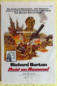 d626 RAID ON ROMMEL one-sheet movie poster '71 Richard Burton, WWII