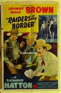 d625 RAIDERS OF THE BORDER one-sheet movie poster '44 Johnny Mack Brown