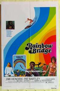 d619 RAINBOW BRIDGE one-sheet movie poster '72 Hendrix, wild surfing image!