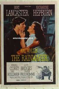 d618 RAINMAKER one-sheet movie poster '56 Lancaster, Hepburn