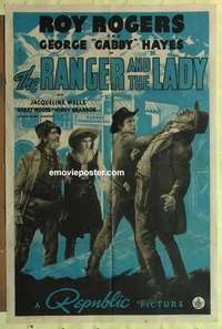d616 RANGER & THE LADY one-sheet movie poster '40 Roy Rogers, Gabby Hayes