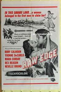 d613 RAW EDGE military one-sheet movie poster R60s Rory Calhoun, Yvonne De Carlo