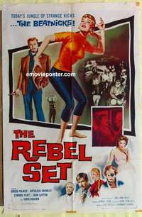 d607 REBEL SET one-sheet movie poster '59 beatnik jungle of strange kicks!