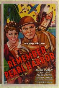 d593 REMEMBER PEARL HARBOR one-sheet movie poster '42 Red Barry, WWII