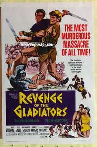 d573 REVENGE OF SPARTACUS one-sheet movie poster '65 Italian epic!