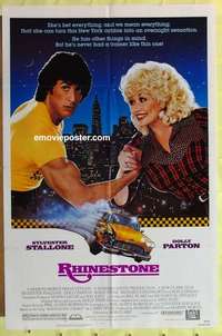 d567 RHINESTONE one-sheet movie poster '84 Sylvester Stallone, Dolly Parton