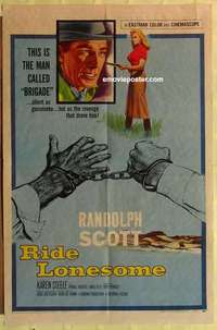 d563 RIDE LONESOME one-sheet movie poster '59 Randolph Scott, Boetticher