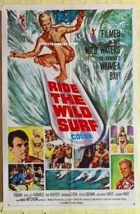 d562 RIDE THE WILD SURF one-sheet movie poster '64 Fabian, great image!