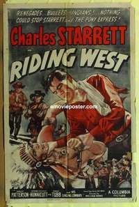 d560 RIDING WEST one-sheet movie poster '43 Charles Starrett