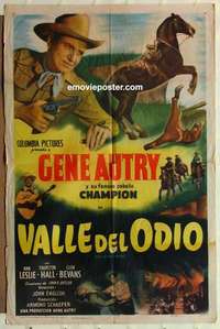 d557 RIM OF THE CANYON Spanish/U.S. one-sheet movie poster '49 Gene Autry w/gun!