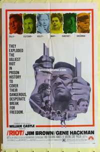 d554 RIOT one-sheet movie poster '69 Jim Brown, Gene Hackman, William Castle