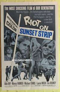 d553 RIOT ON SUNSET STRIP one-sheet movie poster '67 crazy pot-partygoers!