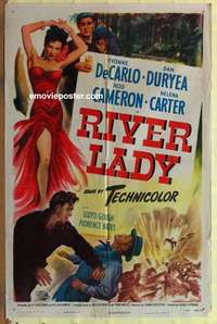 d551 RIVER LADY one-sheet movie poster '48 Yvonne De Carlo, Dan Duryea