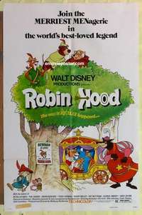 d545 ROBIN HOOD one-sheet movie poster '73 Walt Disney cartoon!