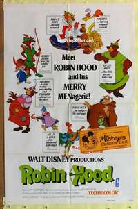 d546 ROBIN HOOD int'l one-sheet movie poster '73 Walt Disney cartoon!