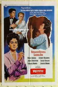 d527 ROSIE Spanish/U.S. one-sheet movie poster '67 Rosalind Russell, Sandra Dee